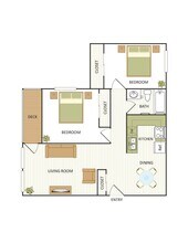 Two Bedroom, One Bathroom IB108-A floor plan